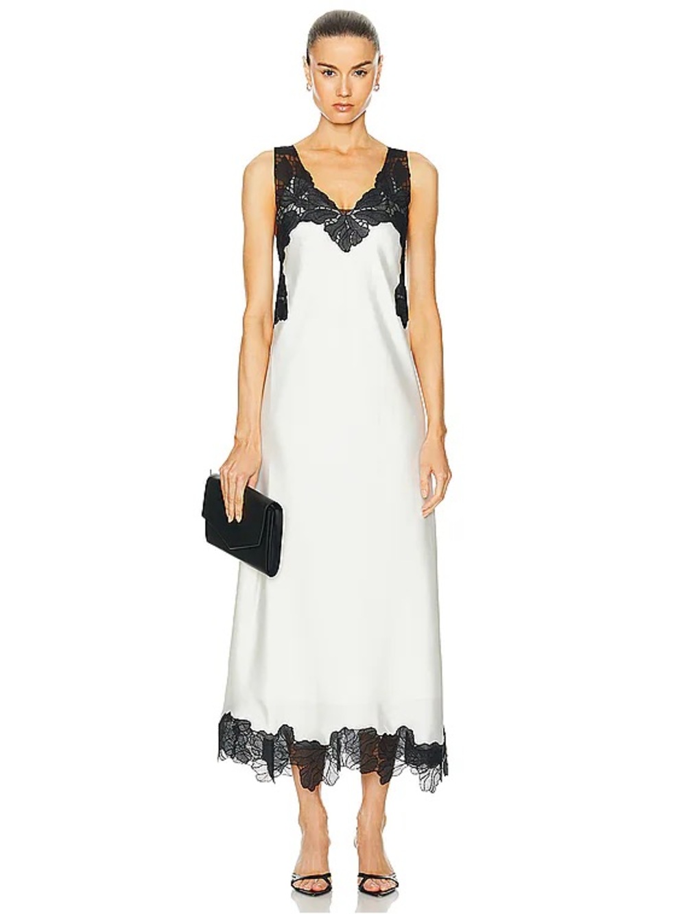 SIMKHAI Womens Gwynn V- Neck Lace Trim Dress Size 2 Ivory